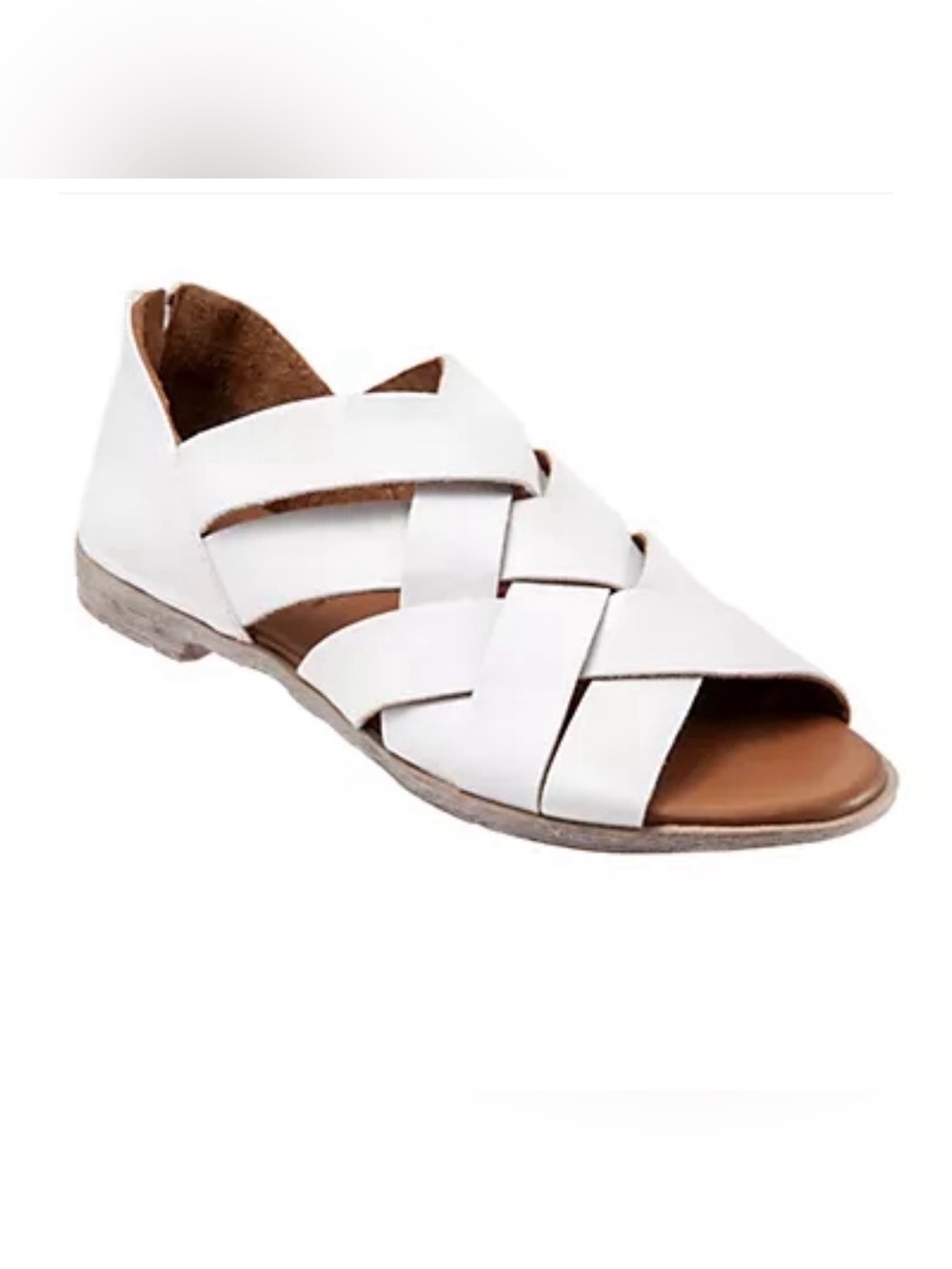 Bueno Yvette White Woven Leather Open-Toe Sandals size 39/8.5